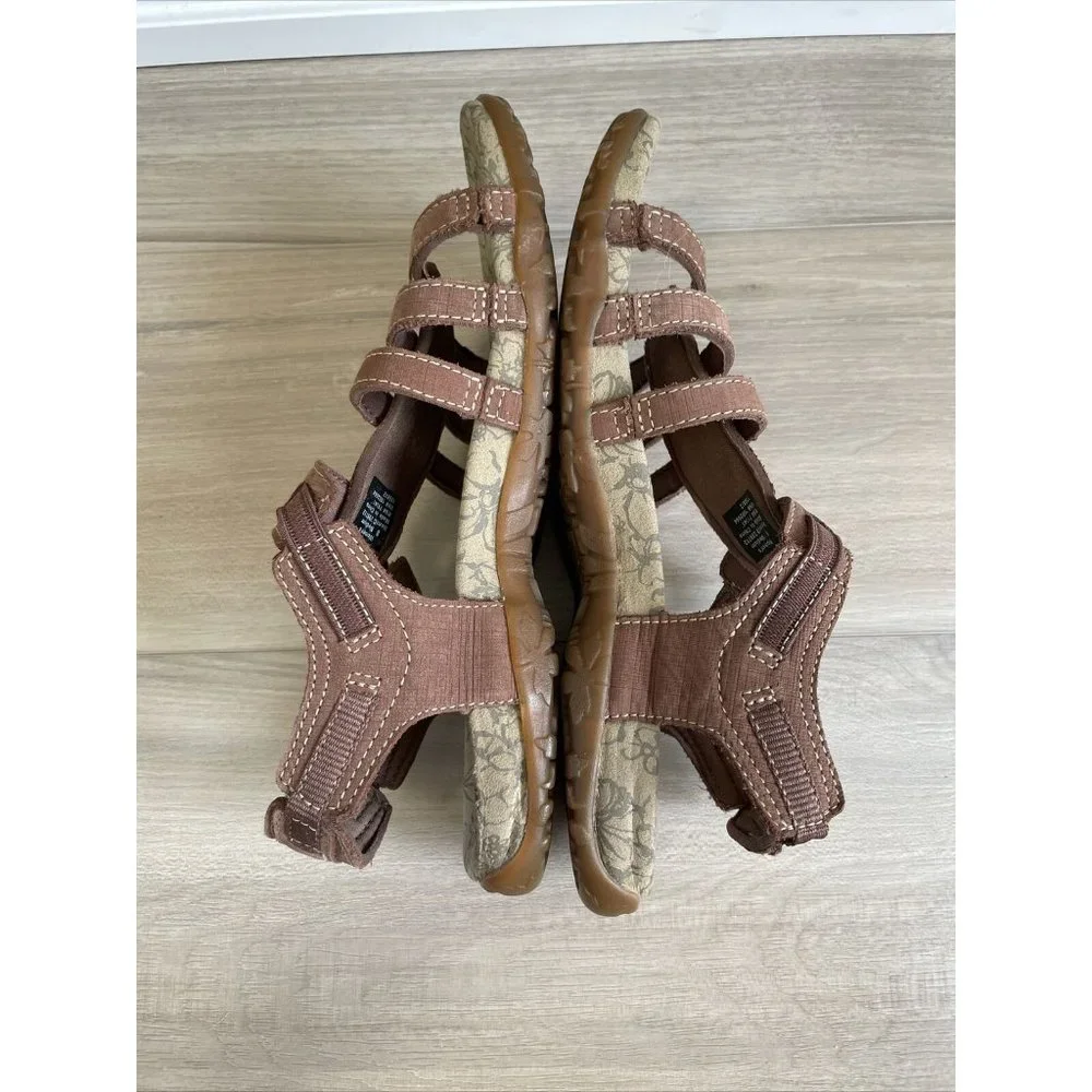 LL Bean L.L. Bean Womens Brown Strappy Strap Sandals With Hook Closure Sz‎ 8